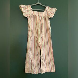 Old Navy- 3T girl romper jumpsuit 100% cotton multicolor stripe flutter sleeves